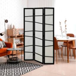 NESTLUNE Folding Room Divider 3 Panel Privacy Screen Protector in Black - thumbnail 3