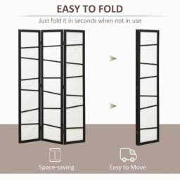 NESTLUNE Folding Room Divider 3 Panel Privacy Screen Protector in Black - thumbnail 2