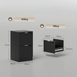 HOMCOM Cabinet, File Cabinet with 2 Lockable Drawers & Hanging Rails in Black - thumbnail 3