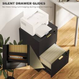 HOMCOM Cabinet, File Cabinet with 2 Lockable Drawers & Hanging Rails in Black - thumbnail 5