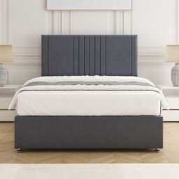 "BSSPOKE Monaco Divan Bed Plush 24""Headboard 2Drawers Same Side & No Mattress in Charcoal - Size: King" - thumbnail 3