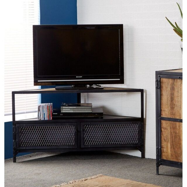 Indian Hub Ascot Corner TV Unit - Wood - L50 x W110 x H60 cm in Brown - image 1