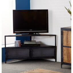 Indian Hub Ascot Corner TV Unit - Wood - L50 x W110 x H60 cm in Brown - thumbnail 1