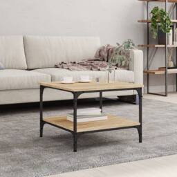 Berkfield Home Decorative Coffee Table Sonoma Oak 55x55x40 cm Engineered Wood in Light Brown - Size: 55 x 55 x 40 cm - thumbnail 2