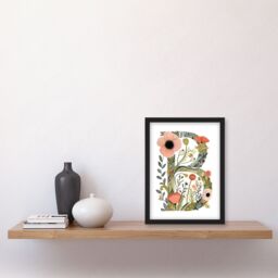 Artery8 Women's Wall Art Print Letter B in Wildflowers Watercolour Poppies Floral Word Art Framed - Size: A4 - thumbnail 4