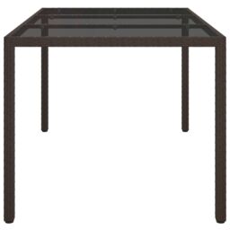 Berkfield Home Garden Table 150x90x75 cm Tempered Glass & Poly Rattan Brown - Size: 150 x 90 x 75 cm - thumbnail 4