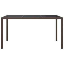 Berkfield Home Garden Table 150x90x75 cm Tempered Glass & Poly Rattan Brown - Size: 150 x 90 x 75 cm - thumbnail 3