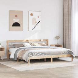 Berkfield Home Bed Frame without Mattress 200x200 cm Solid Wood Pine in Brown - thumbnail 1
