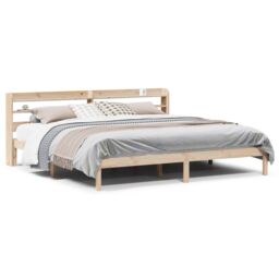 Berkfield Home Bed Frame without Mattress 200x200 cm Solid Wood Pine in Brown - thumbnail 2