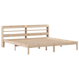 Berkfield Home Bed Frame without Mattress 200x200 cm Solid Wood Pine in Brown - thumbnail 3