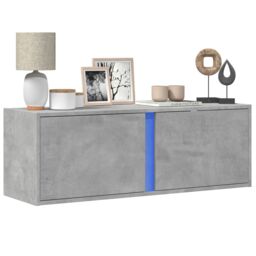 Berkfield Home TV Wall Cabinet with LED Lights Concrete Grey 100x31x35 cm - Size: 100 x 31 x 35 cm - thumbnail 1