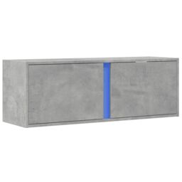 Berkfield Home TV Wall Cabinet with LED Lights Concrete Grey 100x31x35 cm - Size: 100 x 31 x 35 cm - thumbnail 3