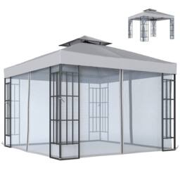 OUTSUNNY 3 x 3(m) Patio Gazebo Canopy Garden Pavilion, Light Grey - thumbnail 2