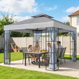 OUTSUNNY 3 x 3(m) Patio Gazebo Canopy Garden Pavilion, Light Grey - thumbnail 1