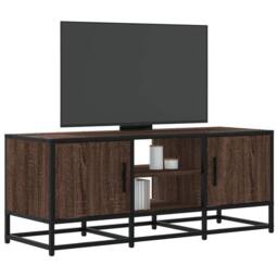 Berkfield Home TV Cabinet Brown Oak 100x35x41 cm Engineered Wood & Metal - Size: 100 x 35 x 41 cm - thumbnail 2