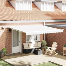 Berkfield Home Manual Retractable Awning with LED White 400x300 cm - thumbnail 2