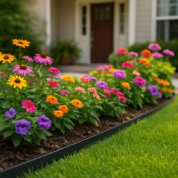 Harbour Housewares 100m Flexible Plastic Lawn Edging Path Grass Border with Plastic Pegs in Black - thumbnail 4