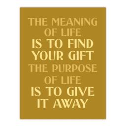 "Artery8 The Meaning & Purpose Of Life Quote Wall Art Print in Gold - Size: W12"" x H16""" - thumbnail 1
