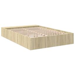 Berkfield Home Modern Bed Frame without Mattress Sonoma Oak 135x190 cm Double in Light Oak - thumbnail 6