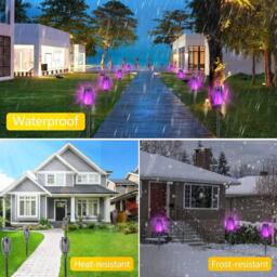 FLAVORA 12pcs Purple Flame Effect Solar Outdoor Lights Stake Garden - thumbnail 4