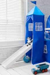 Nöa and Nani Moro Cabin Bed with Slide and Blue Tent, Tower & Tunnel in White - Size: Single - thumbnail 4