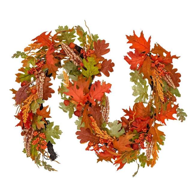 "BOSK AUTUMN FOREST - 6ft x 10"" Garland with Warm White LED Microbulbs in Orange" - image 1