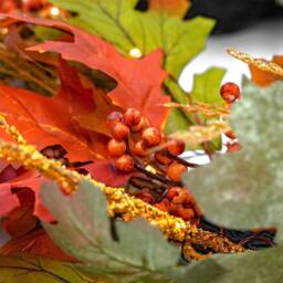 "BOSK AUTUMN FOREST - 6ft x 10"" Garland with Warm White LED Microbulbs in Orange" - thumbnail 3