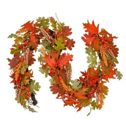 "BOSK AUTUMN FOREST - 6ft x 10"" Garland with Warm White LED Microbulbs in Orange"