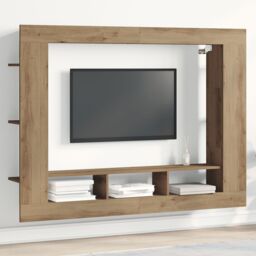 Berkfield Home TV Cabinet Wall-Mounted Artisan Oak 152x22x113 cm in Brown - Size: 152 x 22 x 113 cm - thumbnail 1