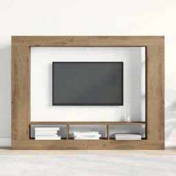 Berkfield Home TV Cabinet Wall-Mounted Artisan Oak 152x22x113 cm in Brown - Size: 152 x 22 x 113 cm - thumbnail 4