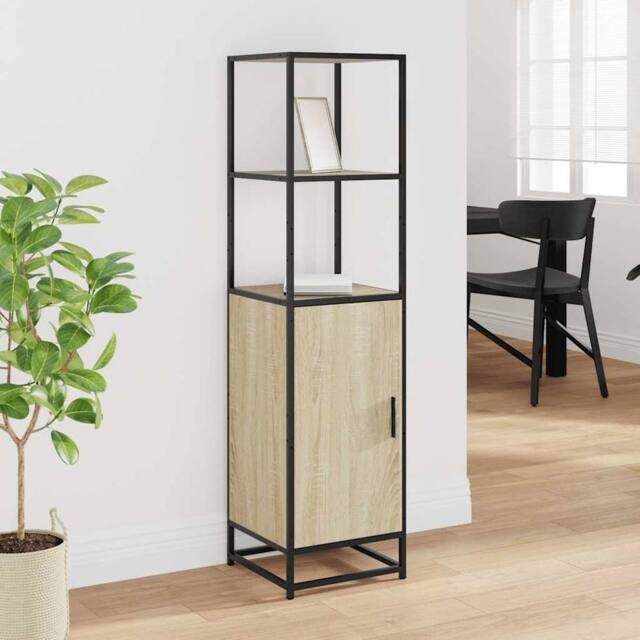 Berkfield Home Highboard Sonoma Oak 35.5x35x139 cm Engineered Wood & Metal in Light Tan - image 1