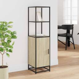 Berkfield Home Highboard Sonoma Oak 35.5x35x139 cm Engineered Wood & Metal in Light Tan