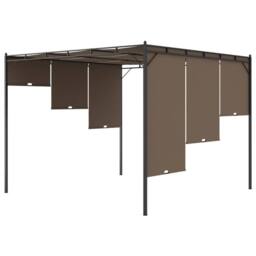 Berkfield Home Durable Garden Gazebo with Side Curtain 3x3x2.25 m Taupe - thumbnail 6