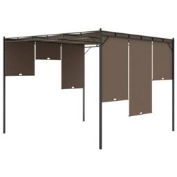 Berkfield Home Durable Garden Gazebo with Side Curtain 3x3x2.25 m Taupe - thumbnail 7