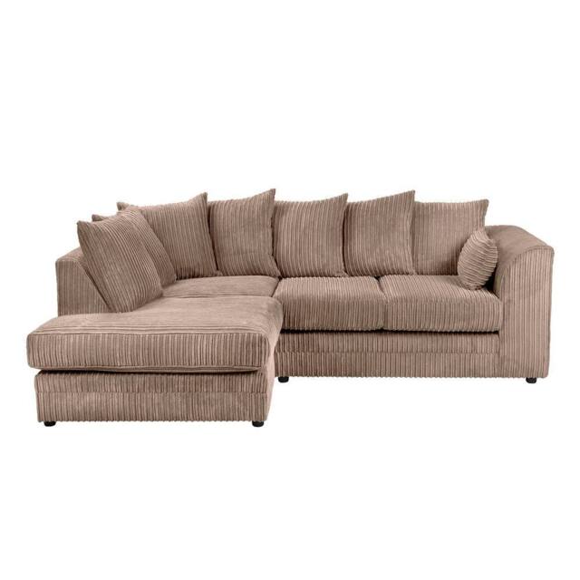 LUXURY LIFE Declan Jumbo Cord Fabric Left Hand Facing Corner Sofa in Light Brown
