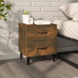 Berkfield Home Bedside Cabinet Smoked Oak 40x35x47.5 cm in Brown - thumbnail 2