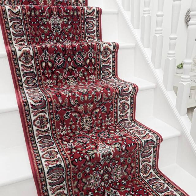 runrug Stair Runner Carpet for Staircases - Soft & Comfy, 9mm - 'Kashan' in Red - Size: 60 cm x 660 cm - image 1
