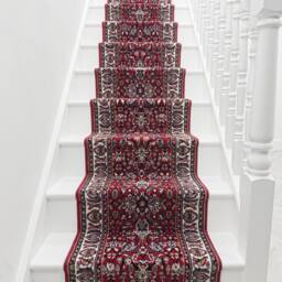 runrug Stair Runner Carpet for Staircases - Soft & Comfy, 9mm - 'Kashan' in Red - Size: 60 cm x 660 cm - thumbnail 3