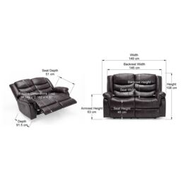 More4Homes Seattle 2 Seater Electric High Back Bonded Leather Recliner Sofa in Brown - thumbnail 7