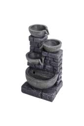 H&O Direct Rustic Solar-Powered Outdoor Water Fountain with Lights in Grey - thumbnail 5