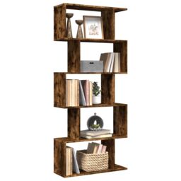 Berkfield Home Room Divider Bookcase 5-Tier Smoked Oak 70x24x161 cm Engineered Wood in Brown - Size: 70 x 24 x 161 cm - thumbnail 1