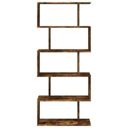 Berkfield Home Room Divider Bookcase 5-Tier Smoked Oak 70x24x161 cm Engineered Wood in Brown - Size: 70 x 24 x 161 cm - thumbnail 5