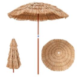 Costway Hawaiian Thatched Umbrella Patio Beach Umbrella w/ Tilt Carrying Bag in Natural
