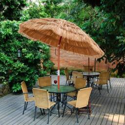 Costway Hawaiian Thatched Umbrella Patio Beach Umbrella w/ Tilt Carrying Bag in Natural - thumbnail 5
