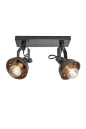 Industville Swivel Spotlight Flush Mount, Double, Pewter in Dark Grey - thumbnail 1