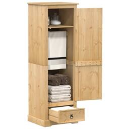 Berkfield Home Wardrobe Corona 55x50x170 cm Solid Wood Pine in Brown - Size: 55 x 50 x 170 cm - thumbnail 2