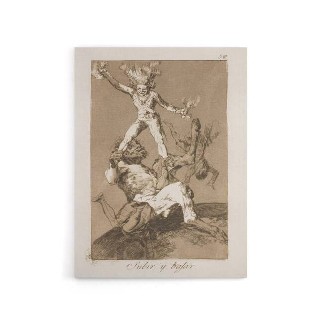 "Artery8 Up & Down Los Caprichos Francisco Goya Canvas Wall Art Print in Grey - Size: W12"" x H16""" - image 1
