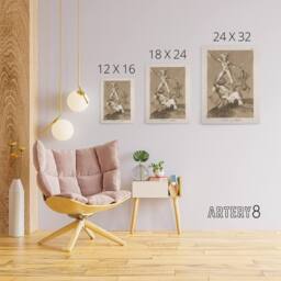 "Artery8 Up & Down Los Caprichos Francisco Goya Canvas Wall Art Print in Grey - Size: W12"" x H16""" - thumbnail 4