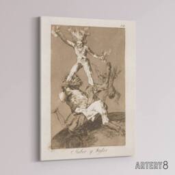 "Artery8 Up & Down Los Caprichos Francisco Goya Canvas Wall Art Print in Grey - Size: W12"" x H16""" - thumbnail 2
