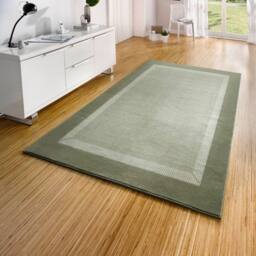 THE RUGS Designer Velours Band Rug & Runner Polypropylene Velours Pile Rug in Green - Size: 80 cm x 200 cm - thumbnail 5